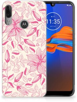 B2Ctelecom Back Case Motorola Moto E6 Plus TPU Siliconen Hoesje Pink Flowers