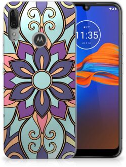 B2Ctelecom Back Case Motorola Moto E6 Plus TPU Siliconen Hoesje Purple Flower