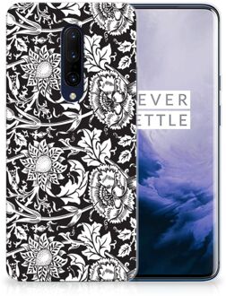 B2Ctelecom Back Case OnePlus 7 Pro TPU Siliconen Hoesje Black Flowers