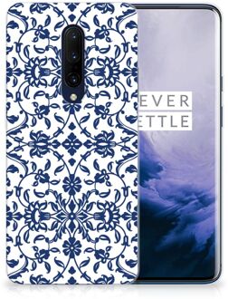 B2Ctelecom Back Case OnePlus 7 Pro TPU Siliconen Hoesje Flower Blue