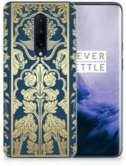 B2Ctelecom Back Case OnePlus 7 Pro TPU Siliconen Hoesje Golden Flowers