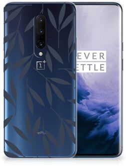 B2Ctelecom Back Case OnePlus 7 Pro TPU Siliconen Hoesje Leaves Blue