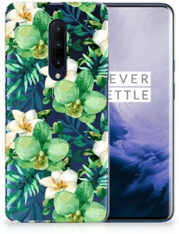 B2Ctelecom Back Case OnePlus 7 Pro TPU Siliconen Hoesje Orchidee Groen