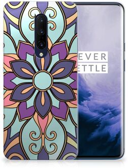 B2Ctelecom Back Case OnePlus 7 Pro TPU Siliconen Hoesje Purple Flower