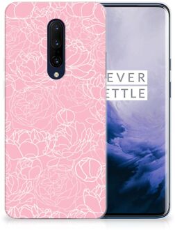 B2Ctelecom Back Case OnePlus 7 Pro TPU Siliconen Hoesje White Flowers