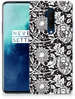 B2Ctelecom Back Case OnePlus 7T Pro TPU Siliconen Hoesje Black Flowers