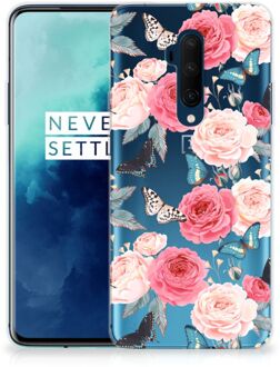 B2Ctelecom Back Case OnePlus 7T Pro TPU Siliconen Hoesje Butterfly Roses