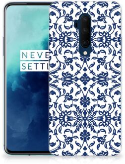 B2Ctelecom Back Case OnePlus 7T Pro TPU Siliconen Hoesje Flower Blue