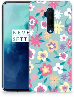 B2Ctelecom Back Case OnePlus 7T Pro TPU Siliconen Hoesje Flower Power