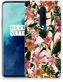 B2Ctelecom Back Case OnePlus 7T Pro TPU Siliconen Hoesje Flowers