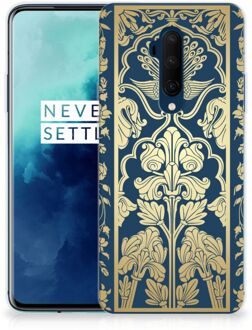 B2Ctelecom Back Case OnePlus 7T Pro TPU Siliconen Hoesje Golden Flowers