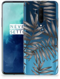 B2Ctelecom Back Case OnePlus 7T Pro TPU Siliconen Hoesje Leaves Grey