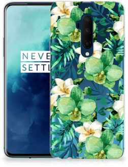 B2Ctelecom Back Case OnePlus 7T Pro TPU Siliconen Hoesje Orchidee Groen