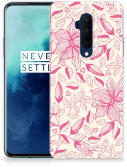 B2Ctelecom Back Case OnePlus 7T Pro TPU Siliconen Hoesje Pink Flowers