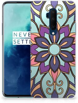 B2Ctelecom Back Case OnePlus 7T Pro TPU Siliconen Hoesje Purple Flower