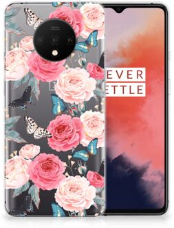 B2Ctelecom Back Case OnePlus 7T TPU Siliconen Hoesje Butterfly Roses