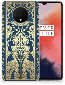 B2Ctelecom Back Case OnePlus 7T TPU Siliconen Hoesje Golden Flowers