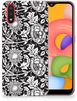 B2Ctelecom Back Case Samsung A01 TPU Siliconen Hoesje Black Flowers