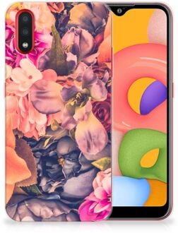 B2Ctelecom Back Case Samsung A01 TPU Siliconen Hoesje Bosje Bloemen