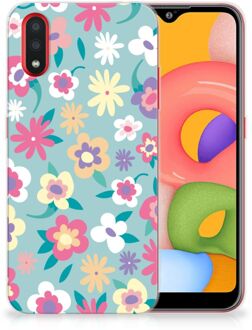 B2Ctelecom Back Case Samsung A01 TPU Siliconen Hoesje Flower Power