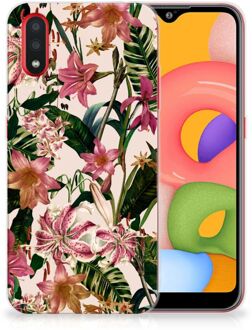 B2Ctelecom Back Case Samsung A01 TPU Siliconen Hoesje Flowers