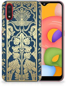 B2Ctelecom Back Case Samsung A01 TPU Siliconen Hoesje Golden Flowers