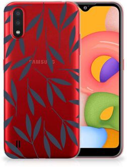 B2Ctelecom Back Case Samsung A01 TPU Siliconen Hoesje Leaves Blue