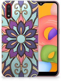 B2Ctelecom Back Case Samsung A01 TPU Siliconen Hoesje Purple Flower