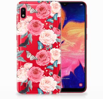 B2Ctelecom Back Case Samsung A10 TPU Siliconen Hoesje Butterfly Roses