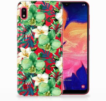 B2Ctelecom Back Case Samsung A10 TPU Siliconen Hoesje Orchidee Groen