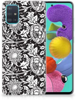 B2Ctelecom Back Case Samsung A51 TPU Siliconen Hoesje Black Flowers