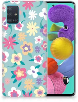 B2Ctelecom Back Case Samsung A51 TPU Siliconen Hoesje Flower Power