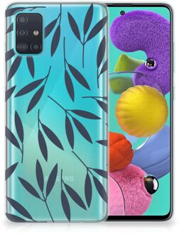 B2Ctelecom Back Case Samsung A51 TPU Siliconen Hoesje Leaves Blue