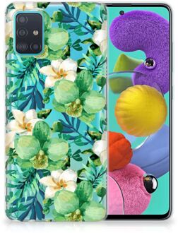 B2Ctelecom Back Case Samsung A51 TPU Siliconen Hoesje Orchidee Groen