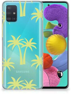 B2Ctelecom Back Case Samsung A51 TPU Siliconen Hoesje Palmtrees