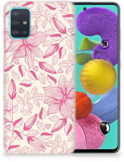 B2Ctelecom Back Case Samsung A51 TPU Siliconen Hoesje Pink Flowers