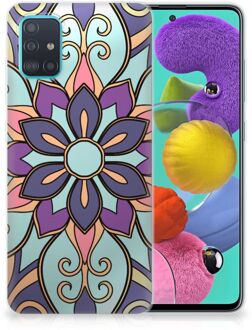 B2Ctelecom Back Case Samsung A51 TPU Siliconen Hoesje Purple Flower