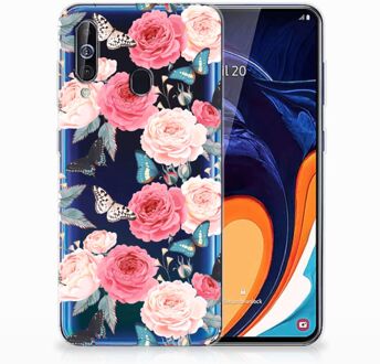 B2Ctelecom Back Case Samsung A60 TPU Siliconen Hoesje Butterfly Roses