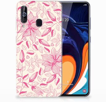 B2Ctelecom Back Case Samsung A60 TPU Siliconen Hoesje Pink Flowers