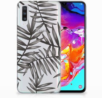 B2Ctelecom Back Case Samsung A70 TPU Siliconen Hoesje Leaves Grey