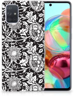 B2Ctelecom Back Case Samsung A71 TPU Siliconen Hoesje Black Flowers