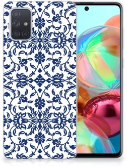 B2Ctelecom Back Case Samsung A71 TPU Siliconen Hoesje Flower Blue