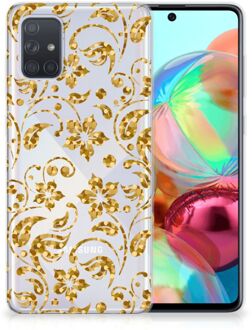 B2Ctelecom Back Case Samsung A71 TPU Siliconen Hoesje Gouden Bloemen