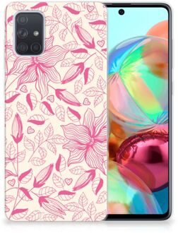 B2Ctelecom Back Case Samsung A71 TPU Siliconen Hoesje Pink Flowers