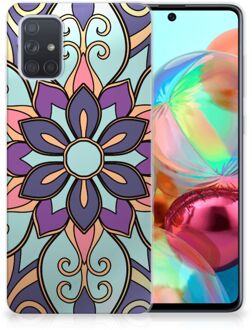 B2Ctelecom Back Case Samsung A71 TPU Siliconen Hoesje Purple Flower