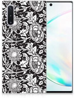 B2Ctelecom Back Case Samsung Note 10 TPU Siliconen Hoesje Black Flowers