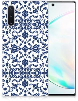 B2Ctelecom Back Case Samsung Note 10 TPU Siliconen Hoesje Flower Blue