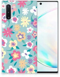 B2Ctelecom Back Case Samsung Note 10 TPU Siliconen Hoesje Flower Power