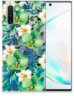 B2Ctelecom Back Case Samsung Note 10 TPU Siliconen Hoesje Orchidee Groen