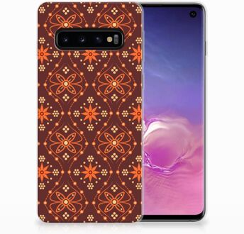 B2Ctelecom Back Case Samsung S10 TPU Siliconen Hoesje Batik Brown